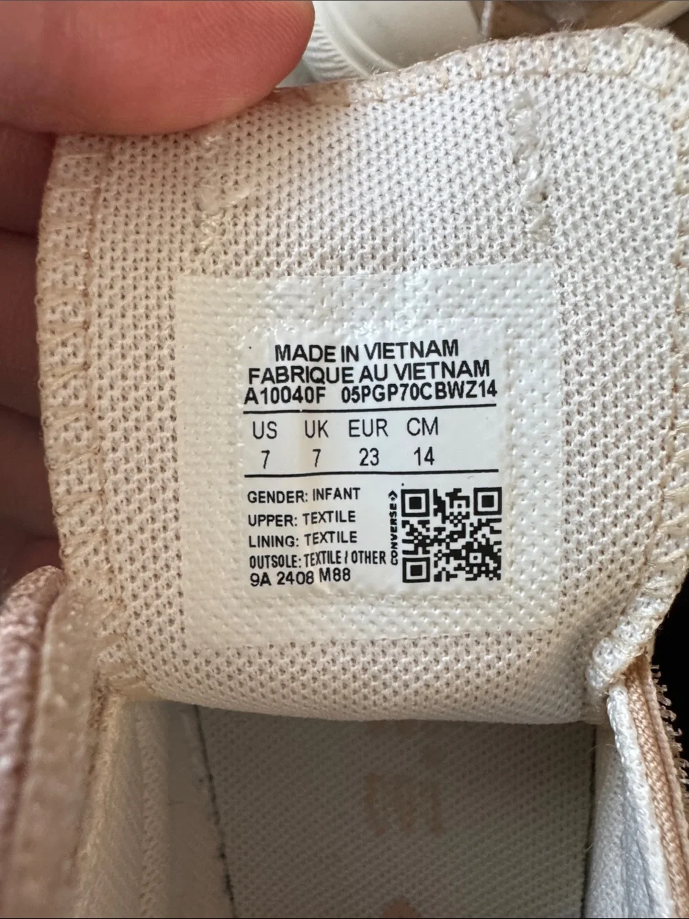 Converse Kids Pink Beige Bear Slip-On Sneakers